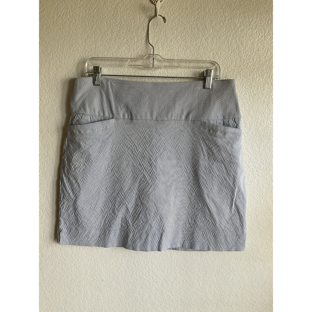 SC & CO Women's Blue & White Striped Skort Tummy Control Built In Shorts Large